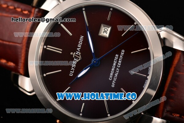 Ulysse Nardin Classico Automatic Steel Case with Stick Markers and Brown Dial - Click Image to Close